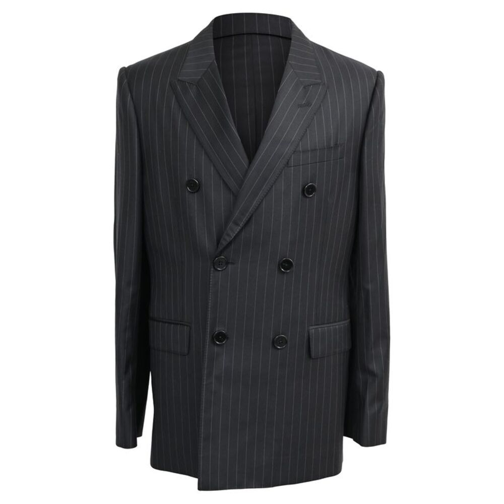 Celine Pinstriped Double-breasted Blazer in Black Wool